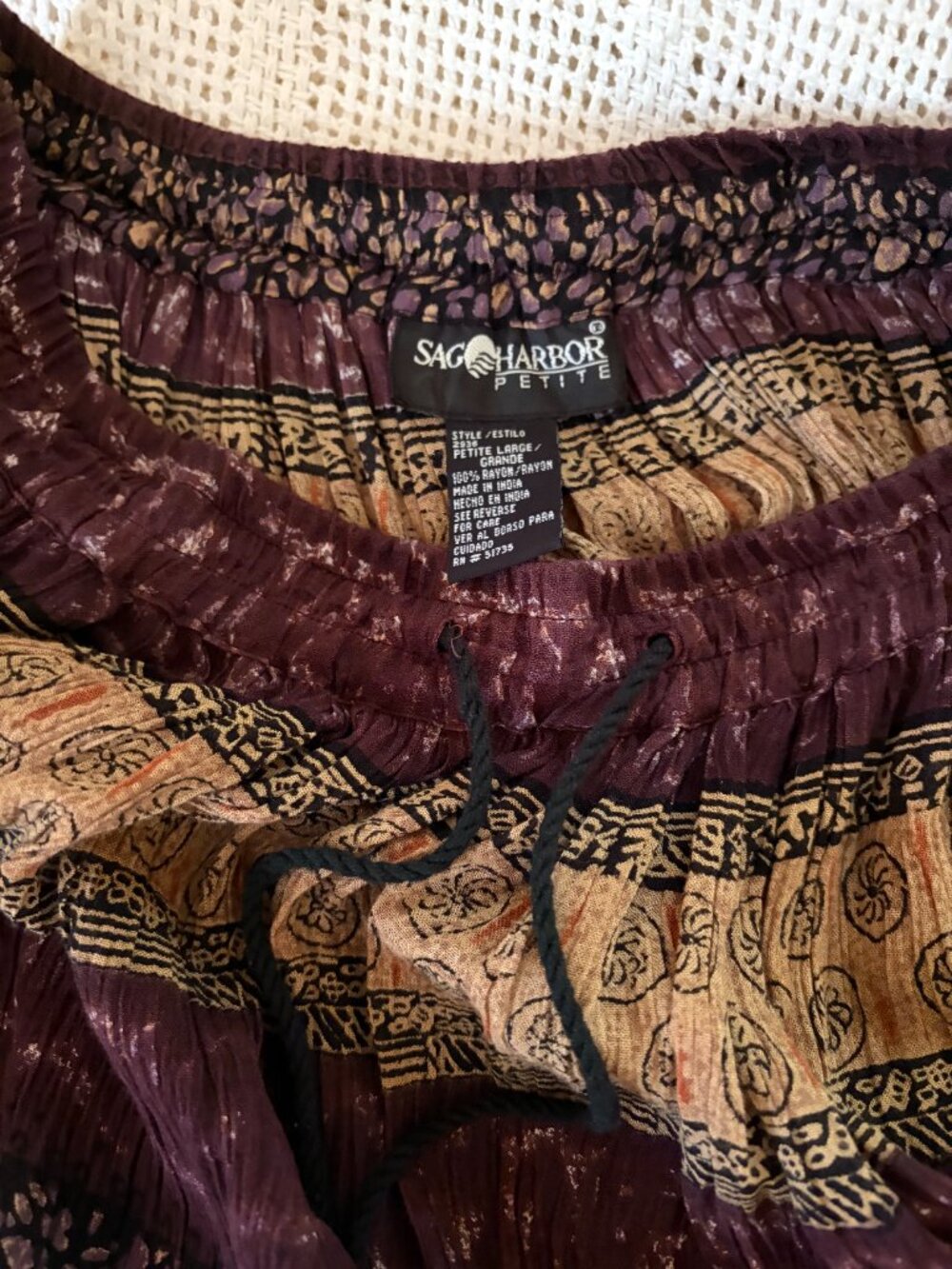 Patterned Maroon, Purple, and Gold Skirt with Bells - Picture 2 of 5